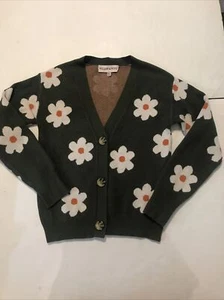 Willow Wind Sweater Size XS Green Daisies Long Sleeve 4668 - Picture 1 of 9