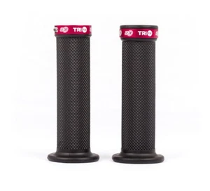 S3 TRI FIX TRIALS GRIPS WITH RED ANODISED GRIP CLAMP FOR BETA GAS GAS ETC - Picture 1 of 2