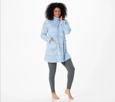 Stan Herman Space Dye Classic Plush Blue Tunic w/ Grey Leggings Lounge Set Small - Image 1 of 4