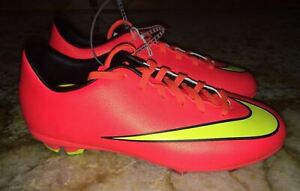NIKE Mercurial Victory V FG Hyper Punch Orange Soccer Cleats NEW Youth Girl 2.5