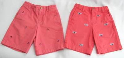2 Pairs of Vineyard Vines Boys Shorts Size 6 Nantucket Red with Anchors & Whales - Image 1 of 4