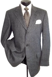 / Brooks Brothers Gray Herringbone 3Button Tweed Wool Jacket Coat 42L - Picture 1 of 10