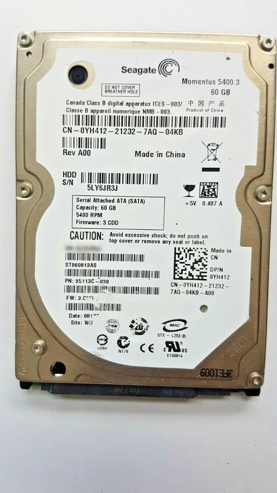 60 GB SATA Seagate Momentus ST960813AS 5400 RPM 2.5" Internal Hard Drive - Image 1 of 1