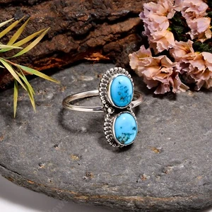 Blau Kupfer Türkis Edelstein Ring 925 Sterling Silber Ring Geschenk für Sie - Bild 1 von 5