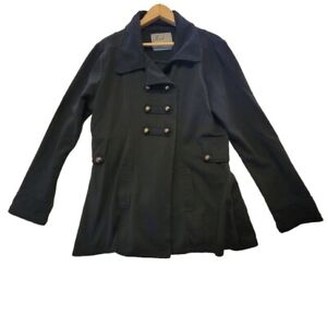 Mod Modele Black Collared Jacket Coat W/ Wood Accent Buttons Size XL