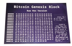 Póster Bitcoin - Bloque Génesis, Primer Bloque 1/3/2009 19"x13" Crypto History - Imagen 1 de 3