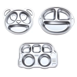 Stainless Steel Divided Plate Cartoon Serving Platter Dinner Tray Container - Picture 1 of 9