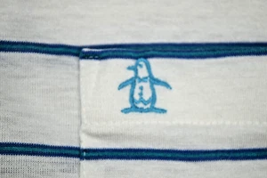 Penguin Shirt VTG Grand Slam Munsingwear Size L/XL 70s White Blue Stripe Made US - Picture 1 of 10