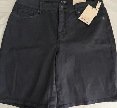 NWT WOMENS NYDJ ELLA SHORTS WITH SIDE SEAM SLITS-SIZE 12-NAVY BLUE - Image 1 of 2