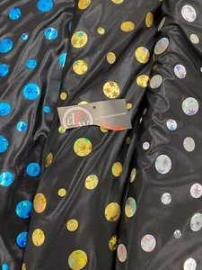 Black Lycra Holograms Designer Fabric Material, Stretch Spandex, 150cm Wide - Picture 1 of 4