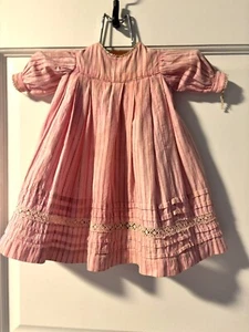 Antique Exquisite FRENCH GERMAN JUMEAU  Bisque Lace PINK DRESS FOR SZ 10 Doll - Picture 1 of 21