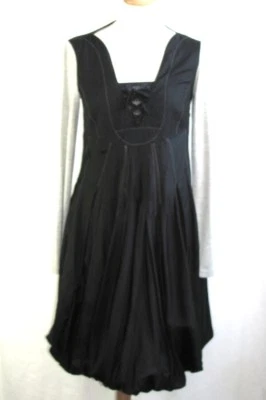 Marithe & Francois Girbaud - Silk & Cotton Ball Dress Gray Black Blue Size = 36 - Image 1 of 4
