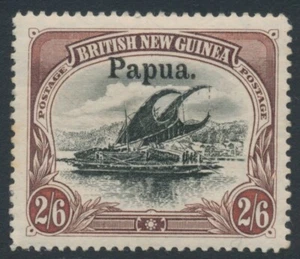 PAPUA - 1906 2/6 black/brown Lakatoi, horiz. rosettes, large Papua, MH – SG # 20 - Bild 1 von 2
