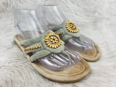 ZAPATO TIERRA Gelron 2000 Puerto Azul Deslizable Tanga Sandalia Cómoda Cuentas Talla 6.5 Foto 1 de 4