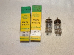 2 x 12AT7/ECC81 Amperex Bugle Boy TubesNIB-NOS*Very Strong Pair*France#7 - Picture 1 of 4