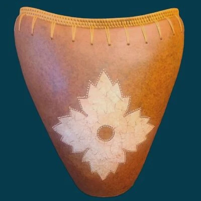 Vaso de cerâmica oblongo feito à mão 14" Tamarind Krotok Indonésia aro tecido "Ate" - Imagem 1 de 4