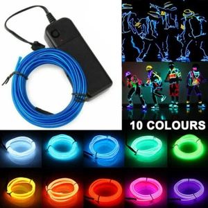 1M-5M Battery Operated Neon LED Light Glow EL Wire String Strip  Car Party Decor - Picture 1 of 32