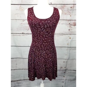 All That Jazz Vintage 1990s Sleeveless Stretch Mini Dress Maroon Glitter Leaf SM - Picture 1 of 6