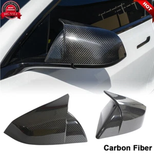 For Tesla Model S Plaid 2021-2023 Dry Carbon Fiber Side Wing Mirror Cover Caps - Picture 1 of 12