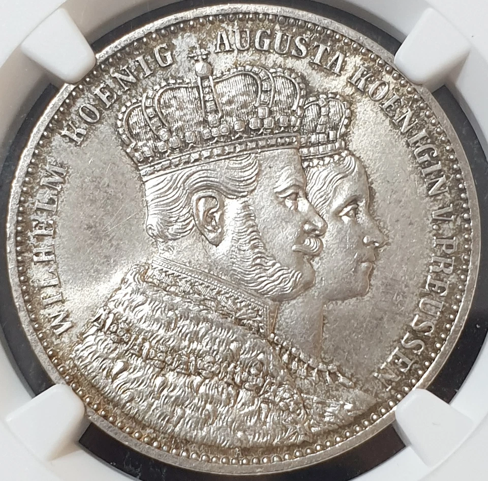 Prussia  NGC MS 63 1 Thaler 1861 Silver Coin Unc Cornation Germany Full Luster - Image 1 of 4