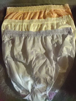 Lote De 3 Bragas Talla 10 Vintage Fruit of the Loom 100% Nylon Encaje Ancho Foto 1 de 4