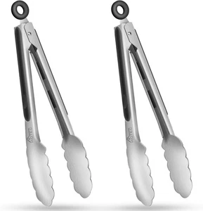 HOTEC Edelstahl Küchenzange Set 2-9 Zoll, 2er Pack: 9 schwarz  - Bild 1 von 8