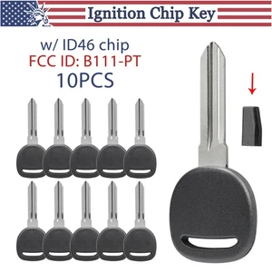 10 Pack Replacement Transponder Ignition 46 Chip Key Uncut Blade Blank B111-PT - Picture 1 of 8
