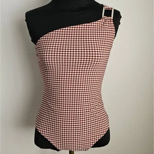 EUC ONIA Costume da bagno donna Jenna monospalla Seersucker Gingham pezzo unico S/P - Foto 1 di 8