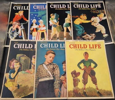 7 Vintage 1939 & 1940 Child Life Children's Magazines - Image 1 of 4