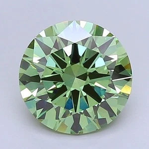 4.01 Round Lab Grown Diamond For Chirstmas Gift IGI Certify Fancy Vivid Green - Picture 1 of 11