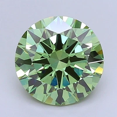 4.01 Round Lab Grown Diamond For Chirstmas Gift IGI Certify Fancy Vivid Green - Image 1 of 4