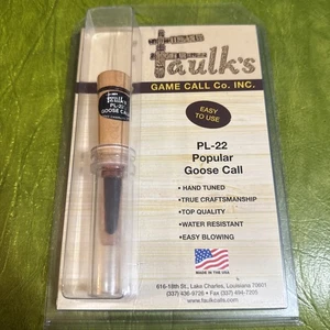 Faulks Goose Call Wood Clear 22 New In Package  Lake Charles Louisiana USA Made - Picture 1 of 4