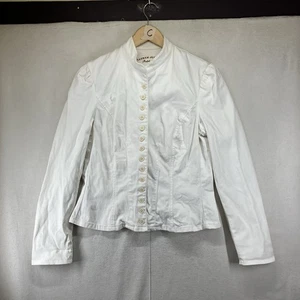 Lauren Ralph Lauren Jacke Damen L weiß Denim Knopf Military Blazer Vintage Fehler - Bild 1 von 21