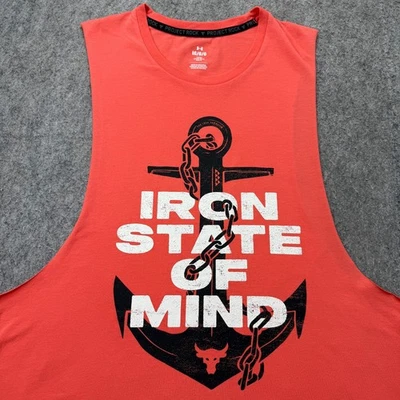 Camiseta sin mangas Under Armour Project Rock Stringer para hombre L coral naranja hierro State Mind Foto 1 de 4