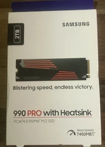 Samsung 990 PRO 2TB PCIe 4.0 NVMe M.2 SSD w/ Heatsink MZ-V9P2T0 BRAND NEW - Afbeelding 1 van 2