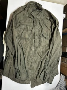 HELIX Mens Button Up Shirt Size L Large Long Sleeve Dark Green - Picture 1 of 3