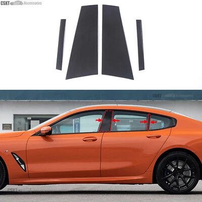 Real Carbon Fiber Pillar Post Cover Fits BMW 8 Series Gran Coupe G16 2019-2022 - Image 1 of 4