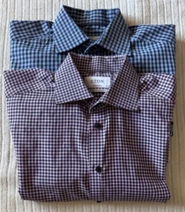 Camisa de vestir Eton contemporánea York Gingham a cuadros para hombre grande 42 16,5 (dos) - Imagen 1 de 7