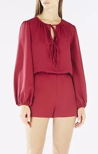 NEW BCBG MAX AZRIA RUBY NANCIE PEASANT BOUSE ROMPER YZR9C893/M746A SZ L - Picture 1 of 3
