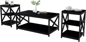 3 Piece Living Room Table Set Coffee Table Set with Large Storage for Home - Picture 1 of 44