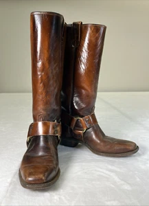 Wrangler Men's Vintage Square Toe Boots with Harness Western Brown 7.5N Charity - Picture 1 of 16