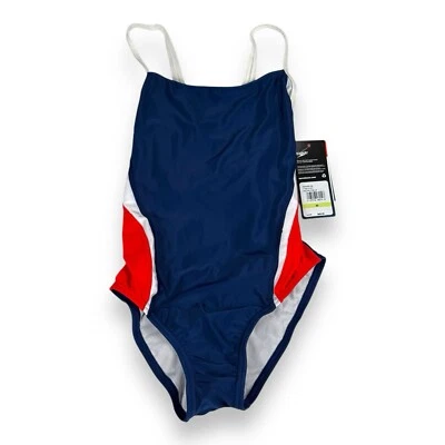 Speedo Women’s ProLT Relay Back One-Piece Swimsuit Red/White/Blue Splice Size 30 - Image 1 of 3