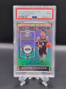 2019 Contenders Optic Keldon Johnson Rookie Ticket Autograph On-Card PSA 9 Spurs