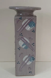 Art Pottery Vase By Cunningham Pottery Abstract Design Pink Blue White VTG 80s - Picture 1 of 8