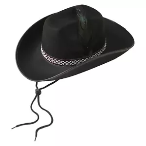 Unisex Feather Decorated Caps Soft Cowboy Hat Lace Felt Cap With Drawstring - Picture 1 of 35