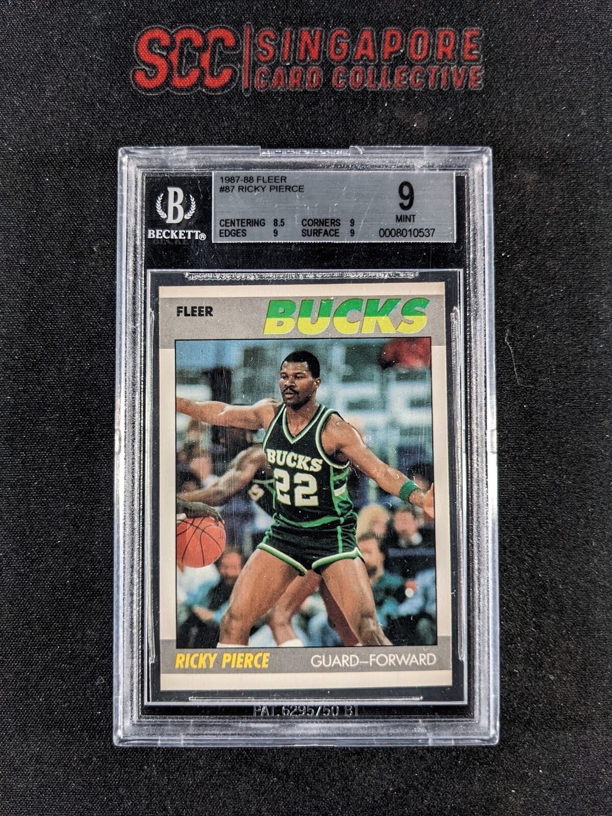 1987-88 Fleer Basketball RICKY PIERCE #87 Bucks Vintage BGS 9 (MINT)