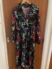 Next black floral long sleeves button up maxi dress size 10