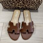 FRENCH SOLE Cognac with White Stitching Leather Alibi Sandals Size 10
