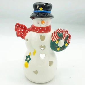 Hallmark Snowman with Wreath Tealight Holder - Picture 1 of 9