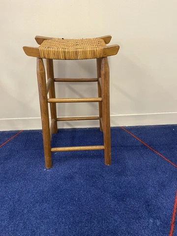 Mid-Century Danish Modern Natural Woven Rush Seat Bar Stool Cover